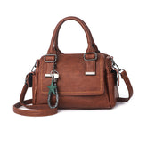 NICOLE & DORIS Women Top Handle Bag Vintage Handbags Ladies Cross Body Shoulder Bags Multiple Pockets Messenger Satchel Purse Bag Small Diagonal Bag PU Leather Brown
